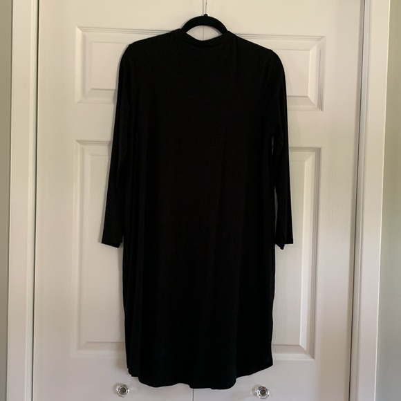 EILEEN FISHER Long Button Front Long Sleeve Tunic Cardigan Dress Black Size S/P - Picture 2 of 14